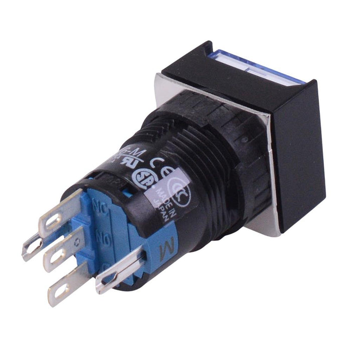 AL6Q-M14PJW White 16mm 24V Momentary Square illuminated Push Button Switch IP65 SPDT