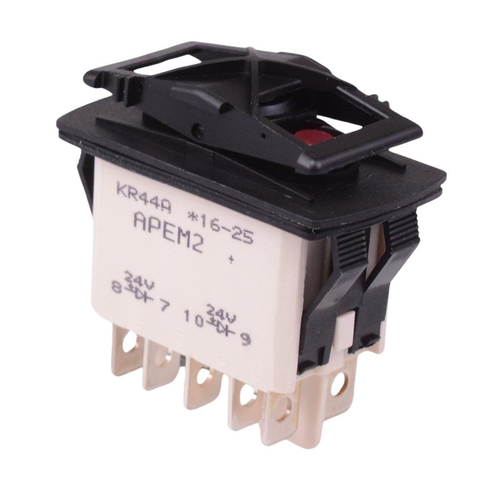 KR44CAKJJG On-On-On Auto Rocker Switch Red 24V illuminated DPDT IP68 ...
