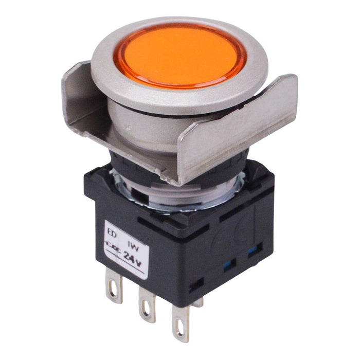 LB6ML-M1T54A Amber 24V illuminated Momentary Round Flush 16mm Push Button Switch SPDT IDEC