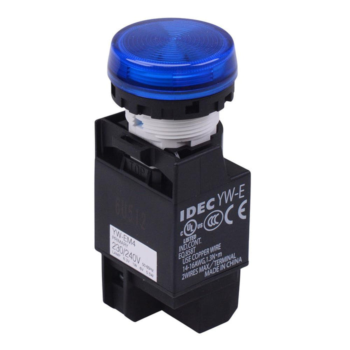 YW1P-1EM42S Blue 230V LED Panel Mount Pilot Light Transformer IDEC