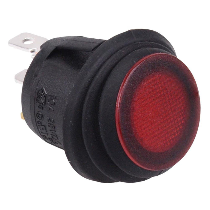 Red Waterproof 24V LED 20mm Round Rocker Switch SPST 10A R13-112B8W-02
