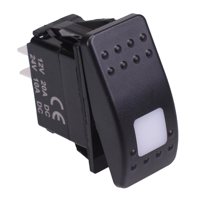 White illuminated Off-(On) Momentary Automotive Rocker Switch DPST 10A 12-24V IP68