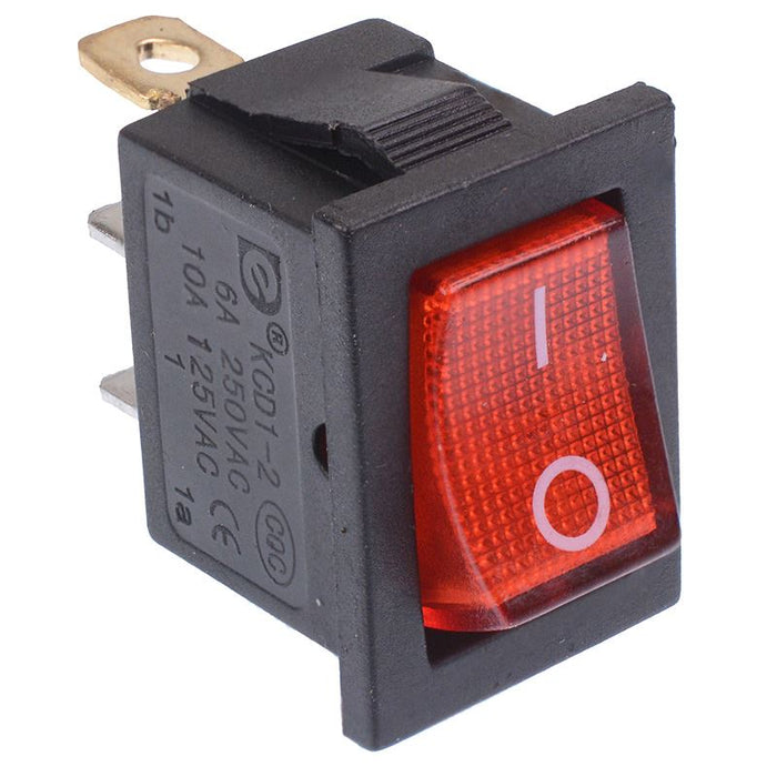 Red On-Off illuminated Rectangle Rocker Switch SPST 230V — Switch ...