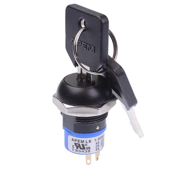Black On-(On) 2 Way Momentary 19mm Key Switch SPDT 4A LK5AGB126M3
