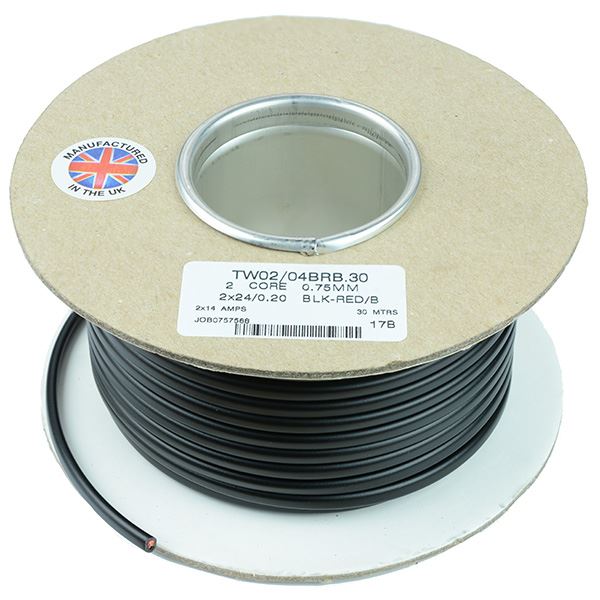 0.75mm² 2-Core Flat Twin Thin Wall Cable 24/0.2mm 30M