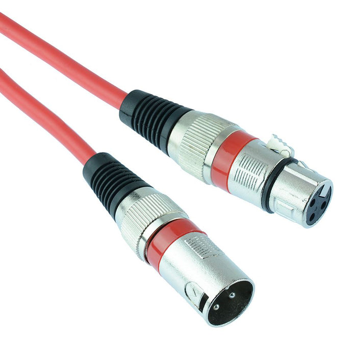 Red 25cm XLR Male to Female Microphone Lead