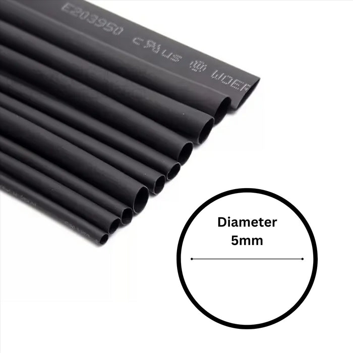 5mm x 1.2m Black Heat Shrink Sleeve