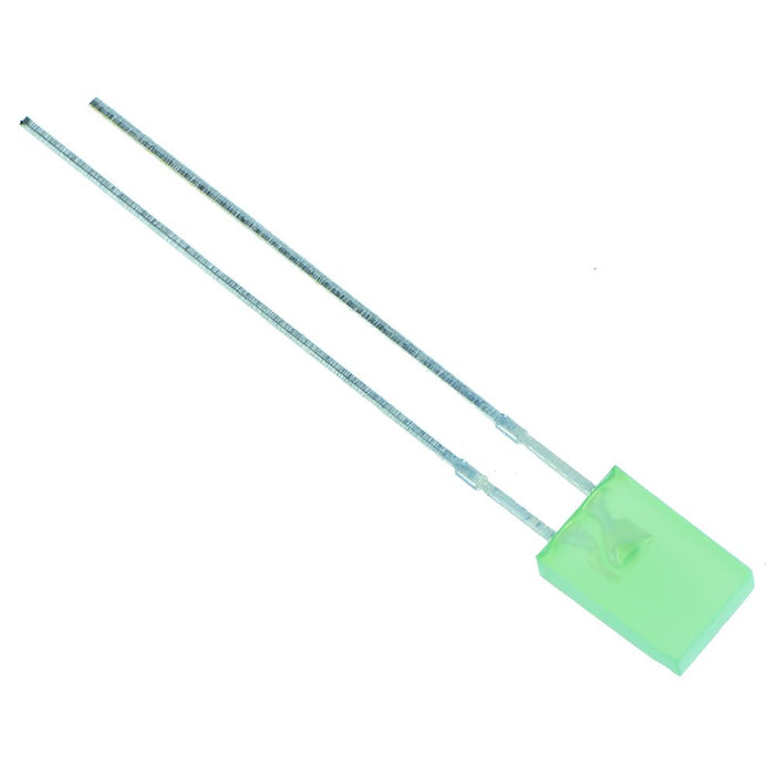 Green Rectangular 2 x 5mm Diffused LED 100mcd 160°