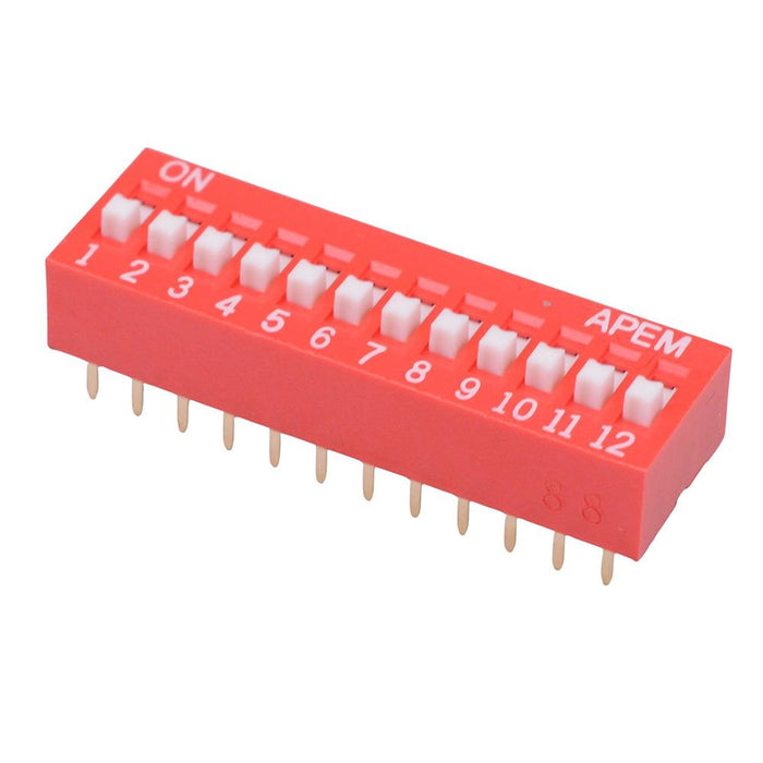 NDS-12T-V 12 Way Raised Actuator DIP Switch SPST APEM