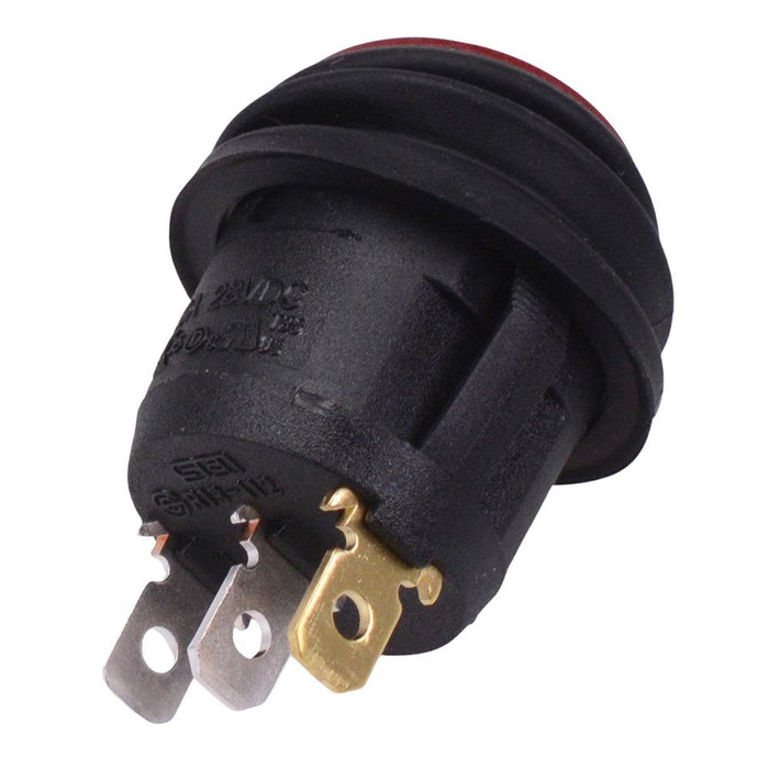 Red Waterproof 24V LED 20mm Round Rocker Switch SPST 10A R13-112B8W-02