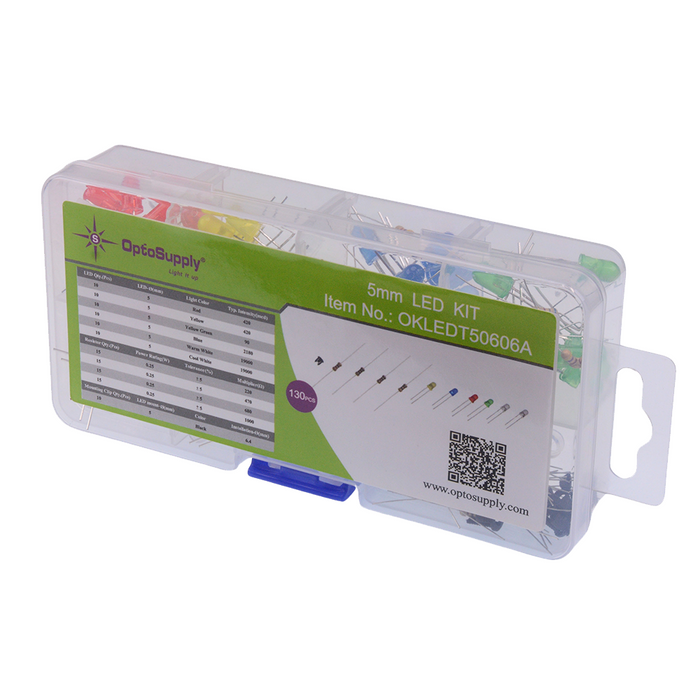 130pcs Round 5mm LED Lamp Resistor Bezel Kit