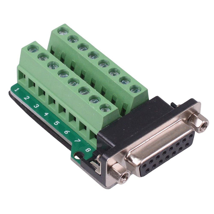 15 Way Female D Sub Connector with Terminal Blocks