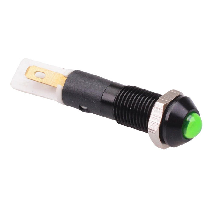 Green LED 8mm Black Metal Panel Indicator 12V