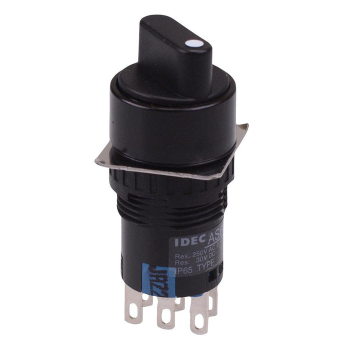 AS6M-3Y2P 3 Position 16mm Latching Round Selector Switch DPDT IDEC