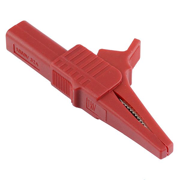 Red 85mm Fully Insulated 4mm Alligator Test Clip 32A