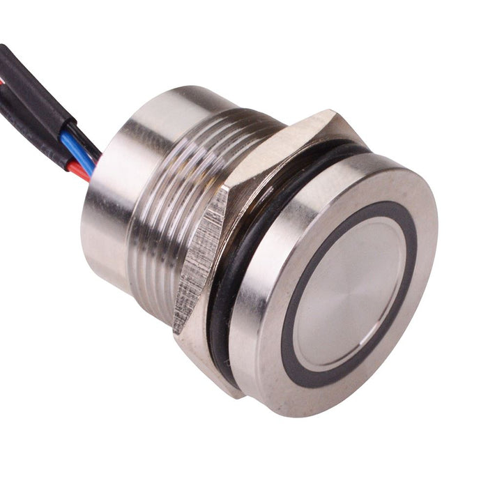 Blue Ring 24V LED Off-(On) 19mm Metal Momentary Piezo Switch NO SPST