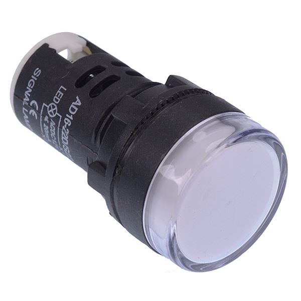White 22mm LED Pilot Indicator Light 12V