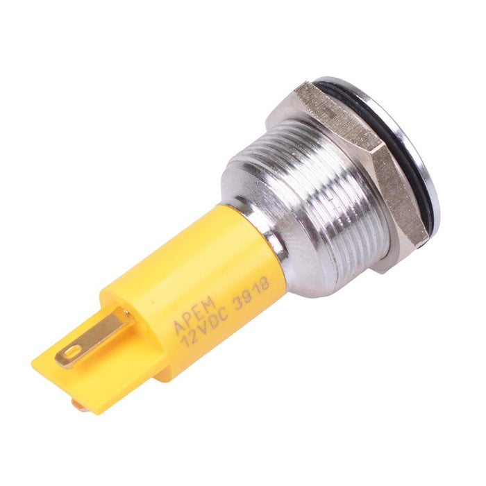 Q19P1CXXY12E Yellow Prominent 19mm 12VDC LED Panel Indicator IP67 APEM