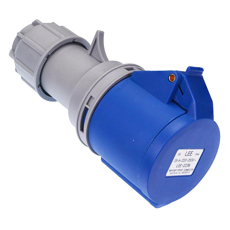 Blue 32A 230V 2P+E Industrial Inline Socket IP44 — Switch Electronics ...