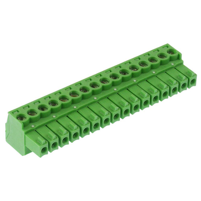 16-Way 3.5mm Right Angle Pluggable Terminal Block Green 8A 300V