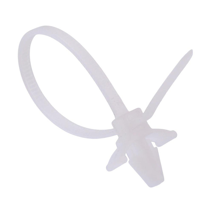 2.5mm x 100mm Natural Wing Push Mount Cable Tie - Pack of 100