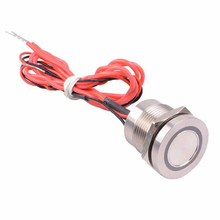 Red Ring LED On-Off 19mm Metal Latching Piezo Switch SPST