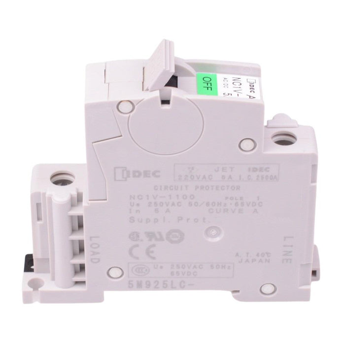 NC1V-1100-5AA IDEC 1-Pole 5A Miniature Circuit Breaker Hydraulic Magnetic DIN Rail