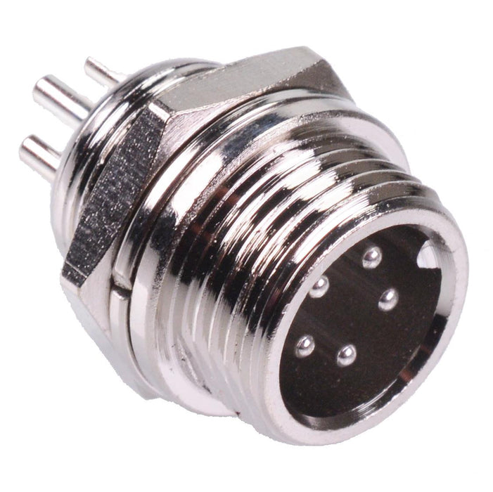 5 Way M12 Panel Mount Male Circular Socket Connector