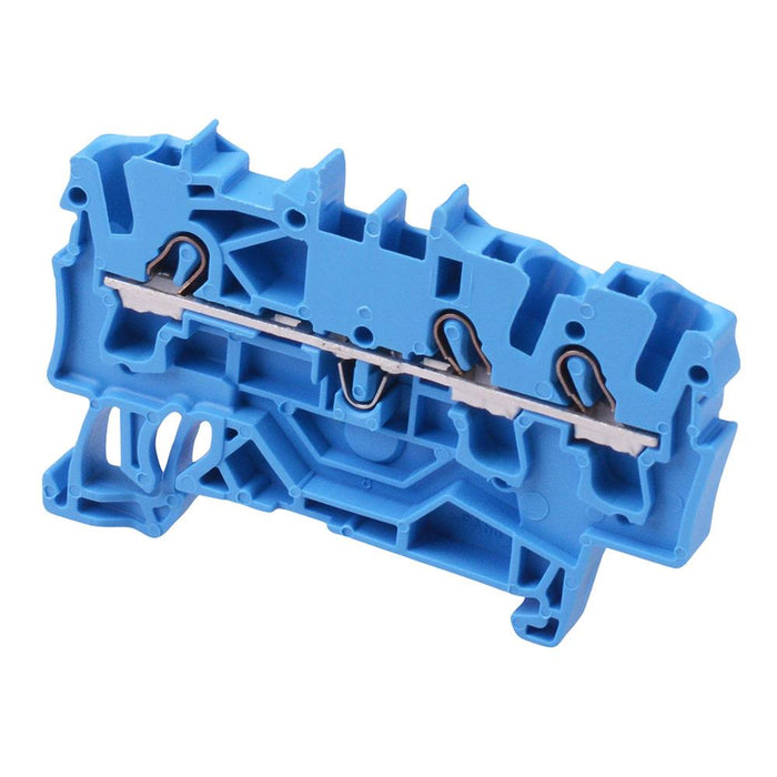 2002-1304 WAGO Blue 3-Way DIN Rail Mount Terminal Block 4mm² 24A