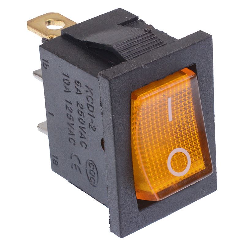 Yellow illuminated On-Off Rectangle Rocker Switch 12V SPST — Switch ...