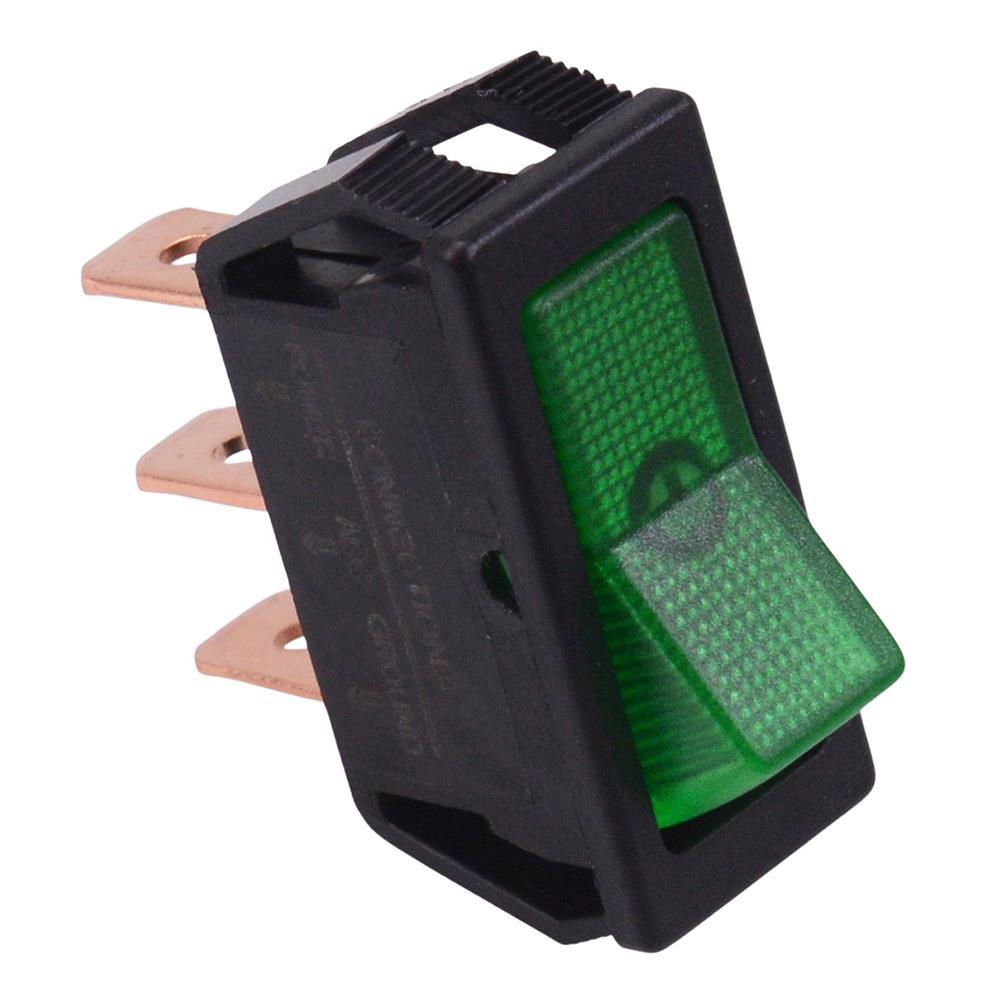 Green 12V illuminated On-Off Rectangle Rocker Switch SPST 20A R13-249B ...