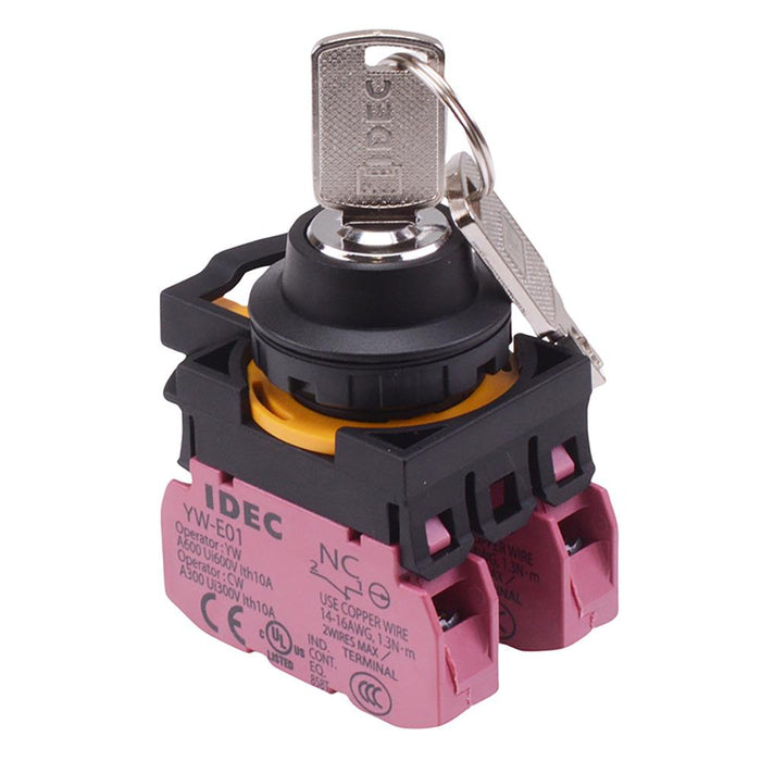 IDEC CW Series 2 Position Maintained Key Switch 2NC IP65