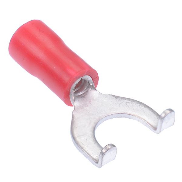 Red 6.4mm Insulated Flanged Fork Crimp Terminal (Pack of 100)