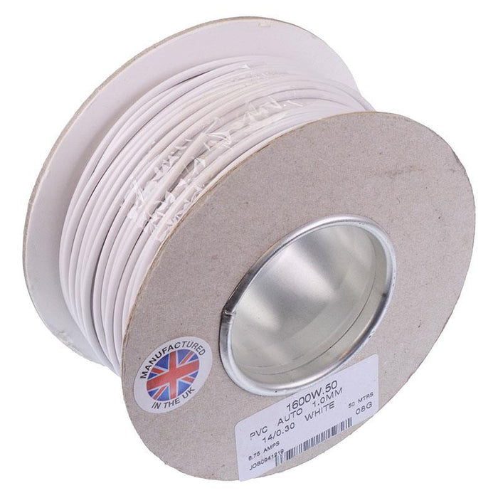 White 1mm Cable 14/0.30mm 50M Reel