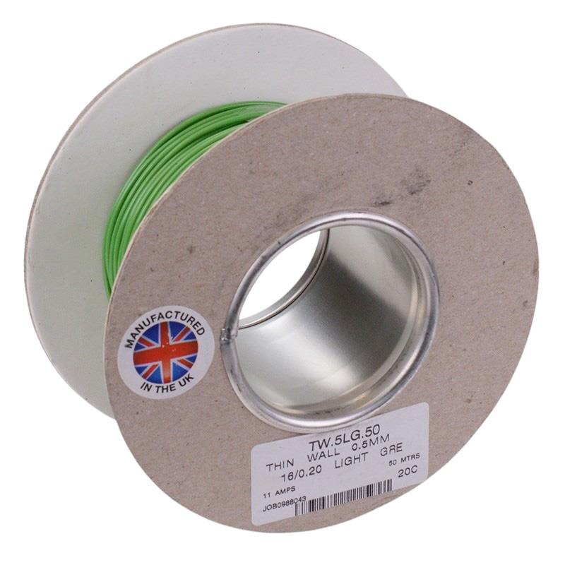 Light Green 0.5mm² Thin Wall Cable 16 0.2mm 50M