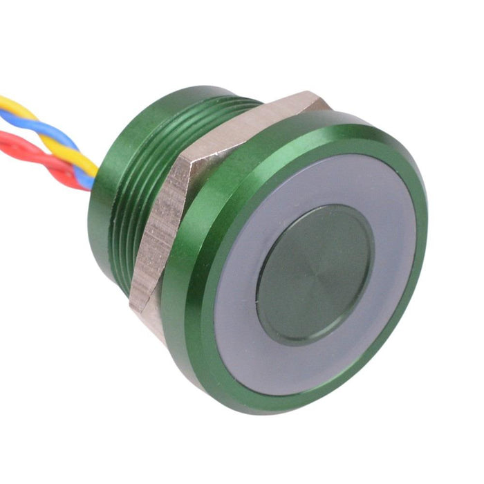 PBARZAF3000G0G APEM Green LED 12V Momentary NO 22mm Piezo Switch Prewired IP68