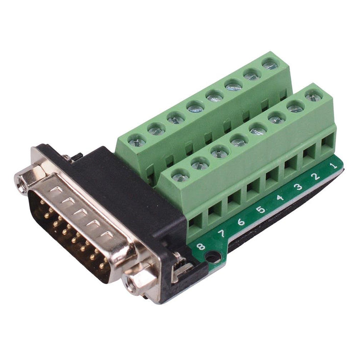 15 Way Male D Sub Connector with Terminal Blocks