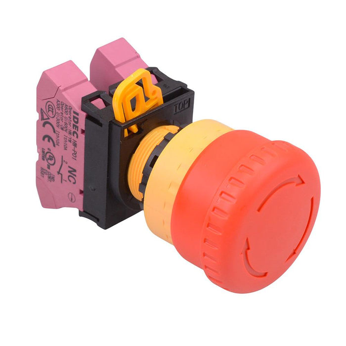 YW1B-V4P02R 22mm Emergency Stop Switch Push-In Terminals SPST 2NC IDEC