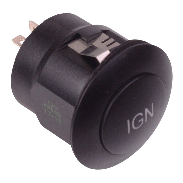 FPBR1D1222A12D5 APEM Blue illuminated On-Off Latching 26mm Push Button Switch DPST