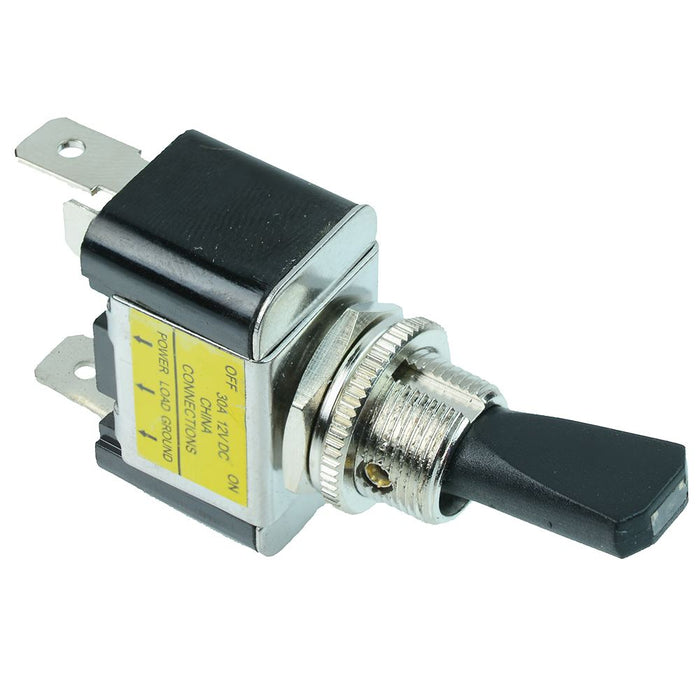 Red On-Off illuminated Flat Handle Toggle Switch 30A 12VDC SPST