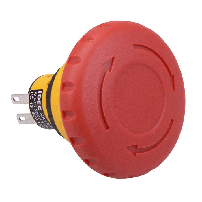 XA1E-BV4U02T-R Unibody 16mm Emergency Stop Switch 40mm Mushroom 2NC IP65 IDEC