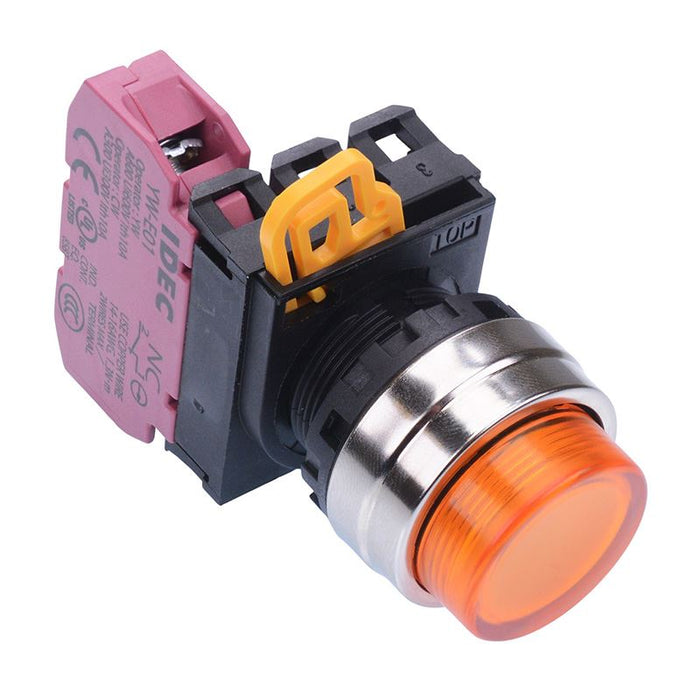 IDEC Amber 22mm Metal Bezel Maintained Push Button Switch NC IP65 YW4L-A2E01Q0A