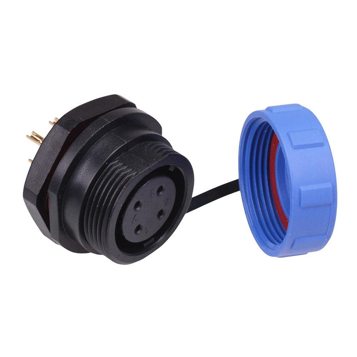 4 Pin Waterproof W17 Female Socket Panel Mount Connector IP68