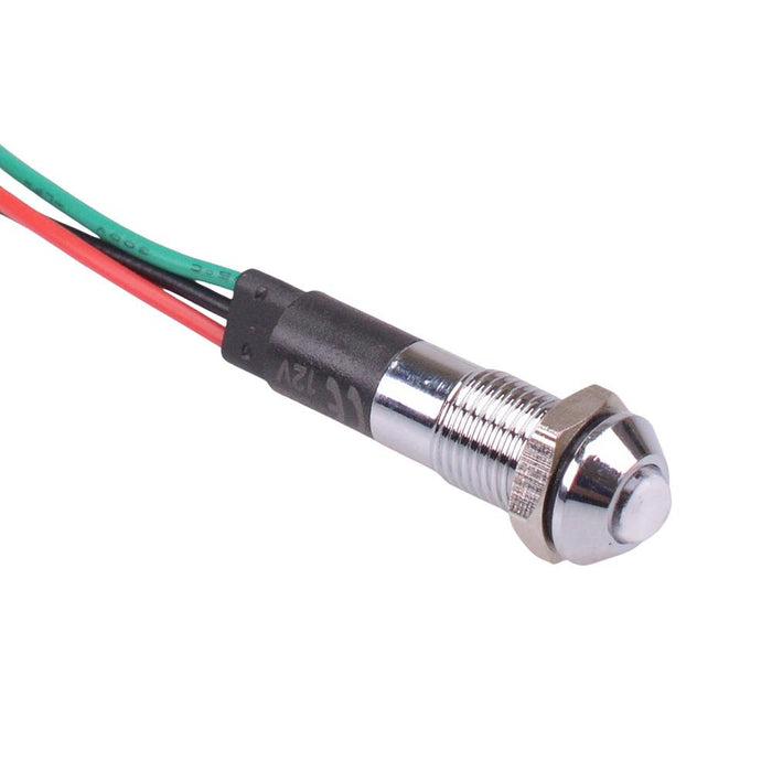 Red/Green LED 8mm Metal Prewired Panel Indicator 12V