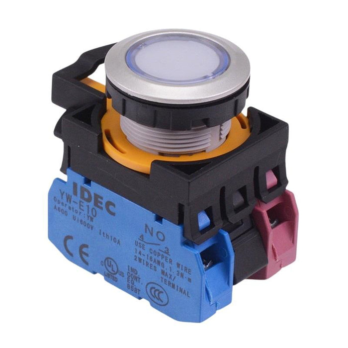 CW4L-M1E11Q3PW White 12V illuminated Metallic Momentary Push Button Switch 1NO-1NC IP65 IDEC