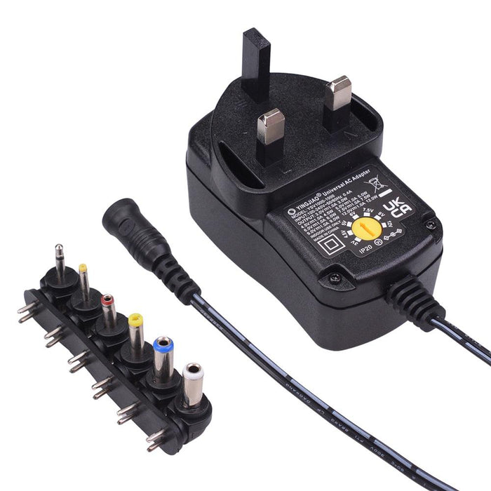 1A Variable Voltage 3-12V Plugtop Power Supply 3-Pin UK 12W