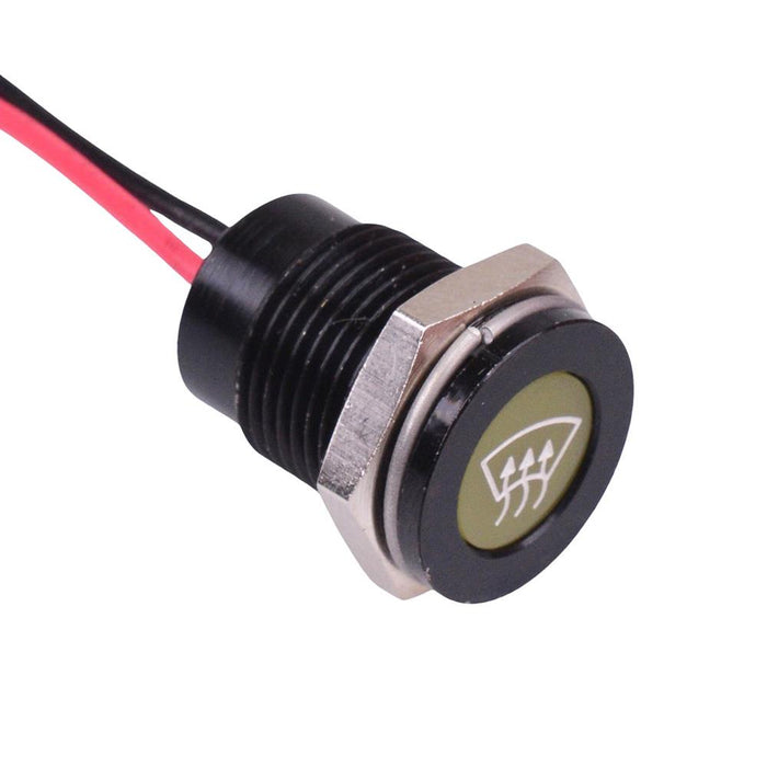 Q14F5BXXY12-020 Yellow Heated Windows Flush 14mm 12VDC LED Panel Indicator APEM