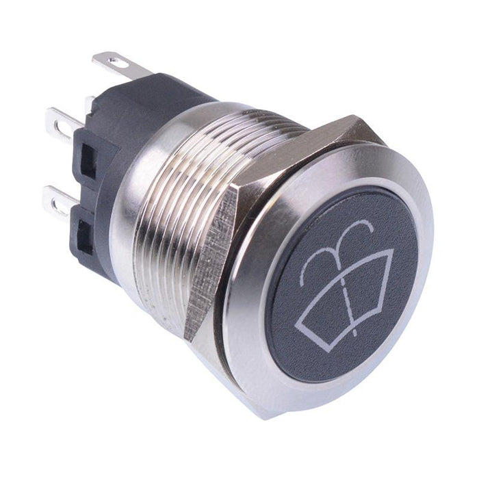 Window Washer' Blue LED Latching 22mm Vandal Push Button Switch SPDT 12V