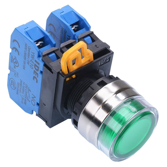 YW4L-AF2E20Q0G Green 22mm Metal Bezel Maintained Shrouded Push Button Switch 2NO IP65 IDEC