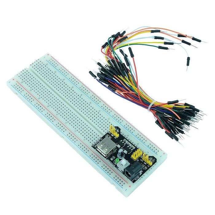 830 Point Solder Breadboard With Dual 3.3V 5V Power Module and 65 pc Jumper Wire Kit